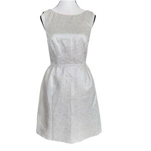 Erin Fetherston Silver Ivory Metallic Bow Cutout Mini Dress 2 Winter Formal NWT